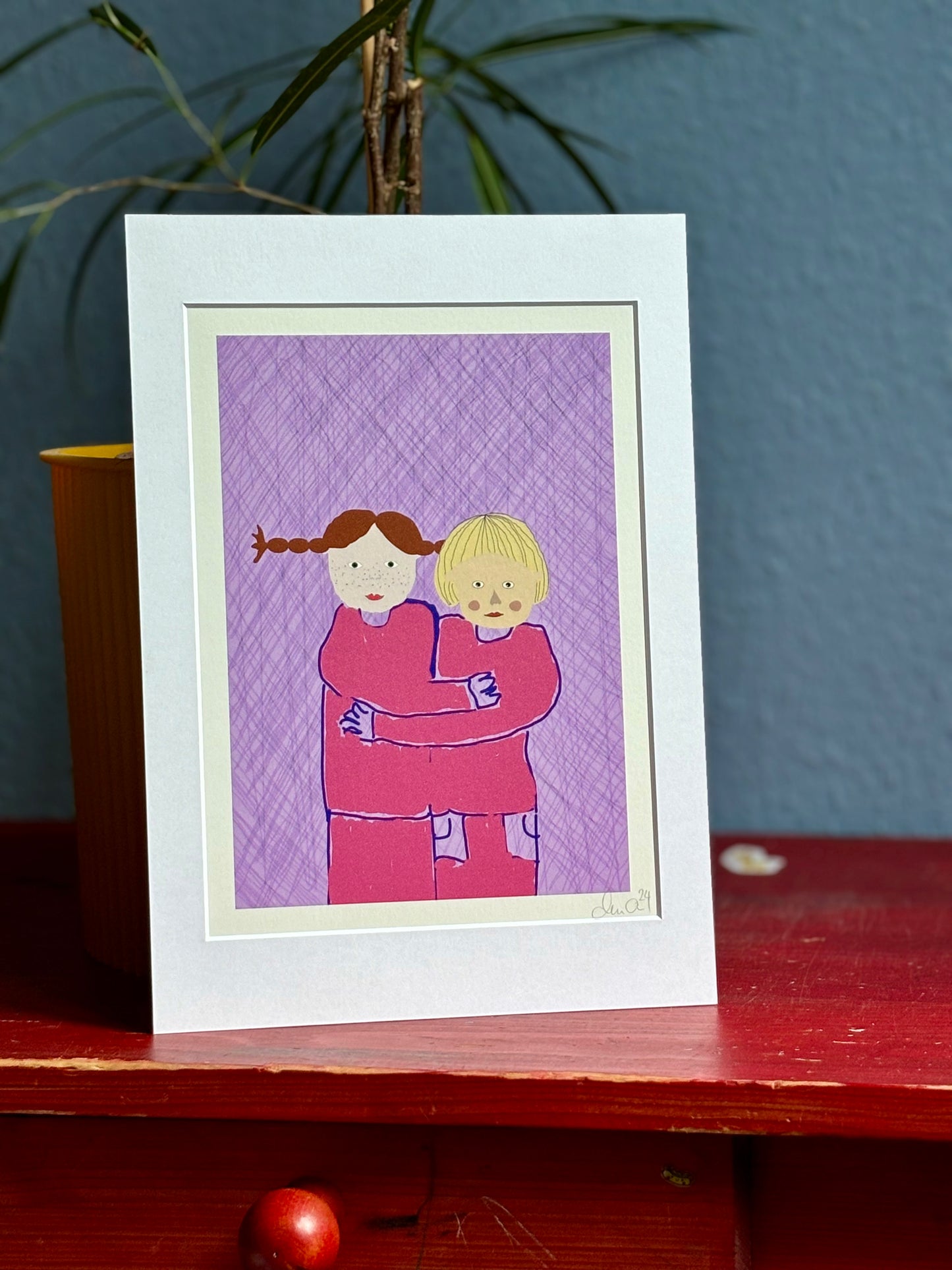 Friends Umarmung - Poster/Bild -mit Paspartout - eigene Illustration