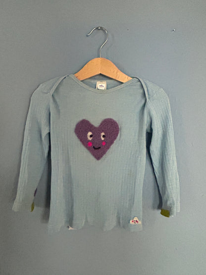 Herz Unterhemd Wolle Pullover Upcycling
