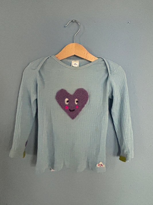 Herz Unterhemd Wolle Pullover Upcycling