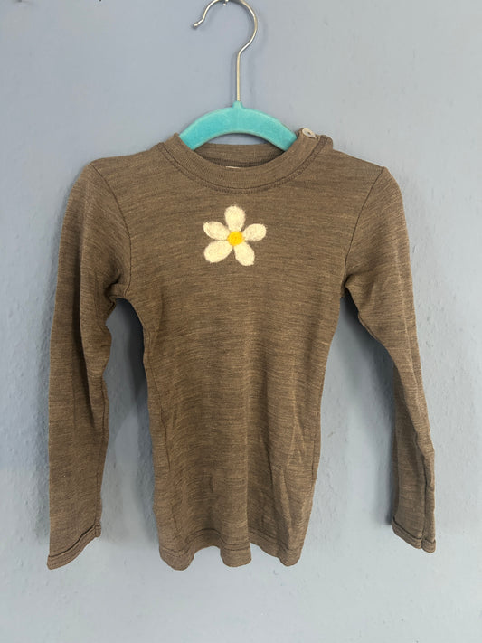 Wolle Unterhemd Biene und Blume Upcycling