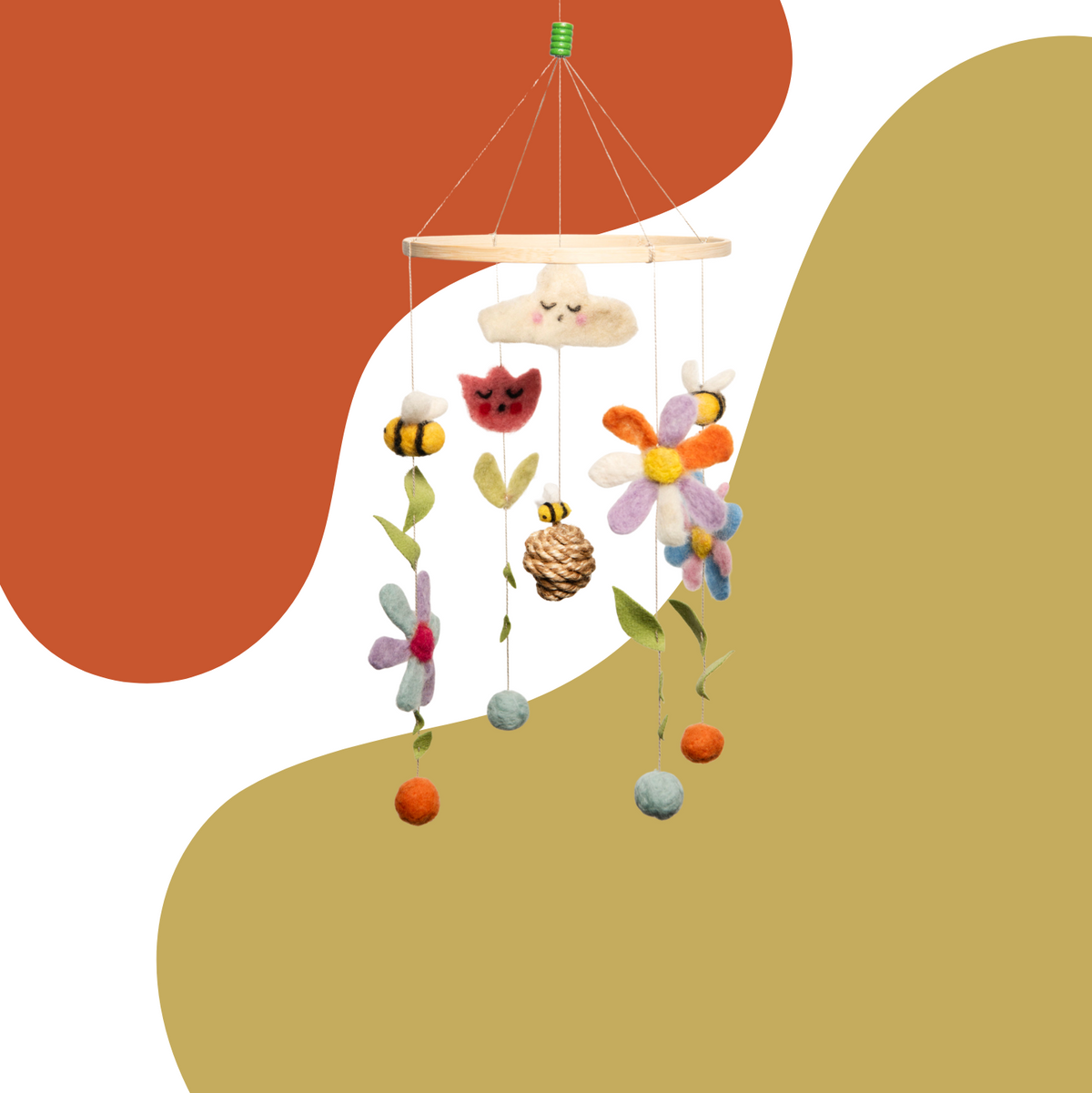 Bienen und Blumen - Mobile aus Filz