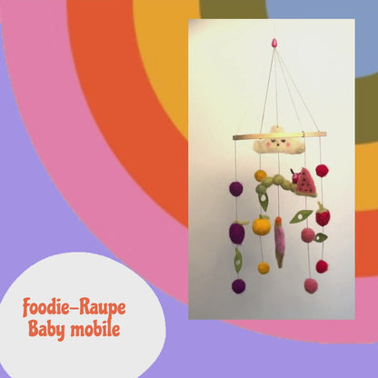 Foodie Raupe - Mobile und Spielzeugkette Set aus Filz